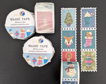 Christmas | Xmas | Holiday Postage Stamp Washi Tape (1 Roll) | Cute Washi Tape | Journaling Tape | Stationery Tape | Decorative Tape