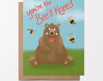 Bee's Knees Valentine's Galentine's Day Love Greeting Card