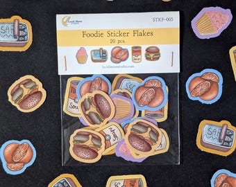 Foodie Critter Sticker Flakes | Mini Matte Vinyl Stickers, Journal Planner