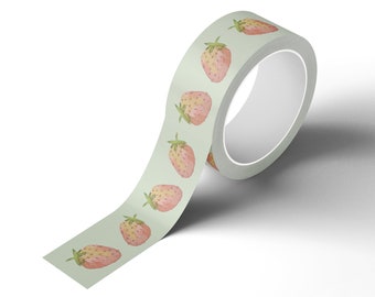 Washi Tape - Watercolor Strawberries (1 Roll) | Cute Washi Tape | Journaling Tape | Stationery Tape | Decorative Tape