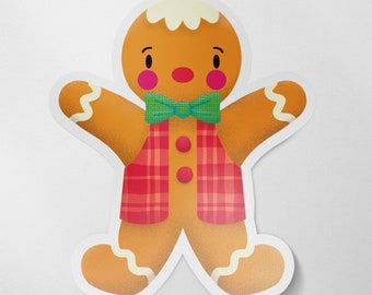 Handsome Gingerbread Boy Matte Vinyl Sticker