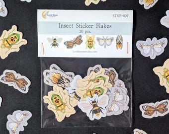 Insects Sticker Flakes | Mini Matte Vinyl Stickers, Journal Planner