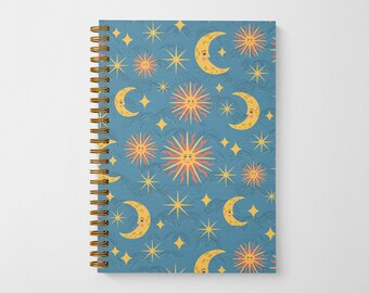 Sun and Moon Spiral Bound Notebook with Lined Sheets