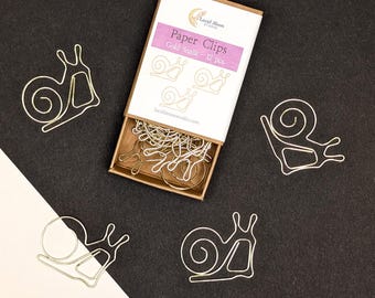 Snail Paper Clips Gold | Cute Desk Accessories, Pen Pal Gift, Shaped Paper Clips, Snail Mail Stationery