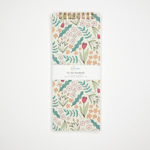 Floral Doodle To-Do List Notebook: Recycled Paper, Gold Spiral
