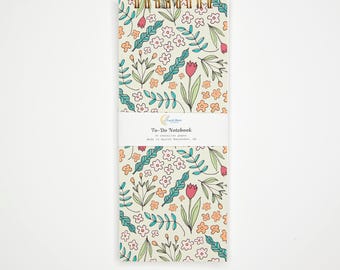 Floral Doodle To-Do List Notebook: Checklist Planner, Recycled Paper, Gold Spiral Binding