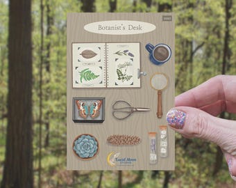 Botanist Desk Sticker Sheet | Nature & Botany Illustration Vinyl Stickers