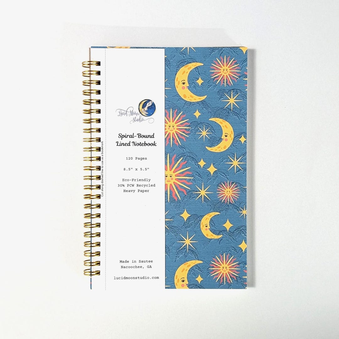 Celestial Sun and Moon Spiral Notebook - Etsy