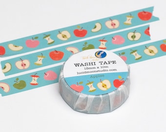 Apple Core Washi Tape | Journal Washi Tape, Mid-Century Modern Washi, Teacher Washi, Back to School Washi, Apple Washi Tape, Apple Washi