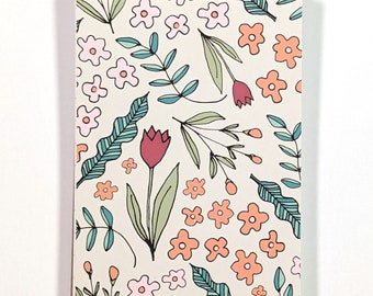 Floral Doodles Top Spiral Jotter Pocket Notebook