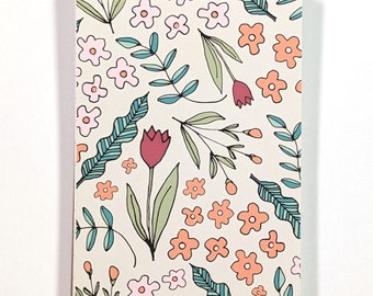 Floral Doodles Mini Notebook: Handmade Pocket Jotter
