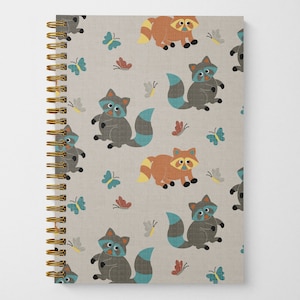 Playful Raccoons Lined Notebook | Back to School Notebook, Daily Gratitude Notebook, Undated Planner, Mindful Planner, Raccoon Notebook