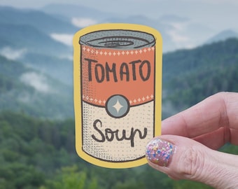 Can of Tomato Soup Sticker | Tomato Soup Sticker, Food Sticker, Foodie Sticker, Soup Sticker, Canned Soup Sticker, Tomato Sticker, Campbells
