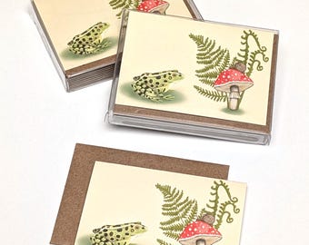 Mushroom and Frog Mini Note Cards: Nature Gift Cards (Set of 8)