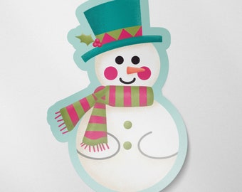 Jolly Snowman Matte Vinyl Sticker