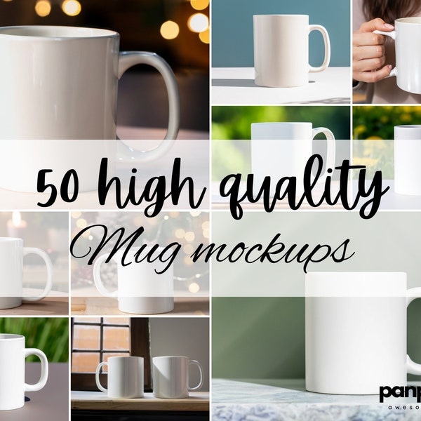 50 white Mug Mockup Bundle, Mug Mockup, White Mug Bundle, Coffee Mug Mockup, Coffee Cup Mockup, Stylized Mug Mockup, 11oz Mockup Bundle