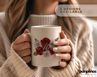 Floral MOM Mug, Elegant Roses Mug for Mom, Mug with Flowers for Mom, Rose Design, Rose Pattern mug, Elegant Roses Mug for Mom, Text Rose mug