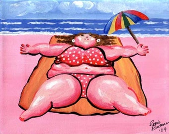 Big Beach Diva Sunbathing Colorful Humor Fun Friends Print
