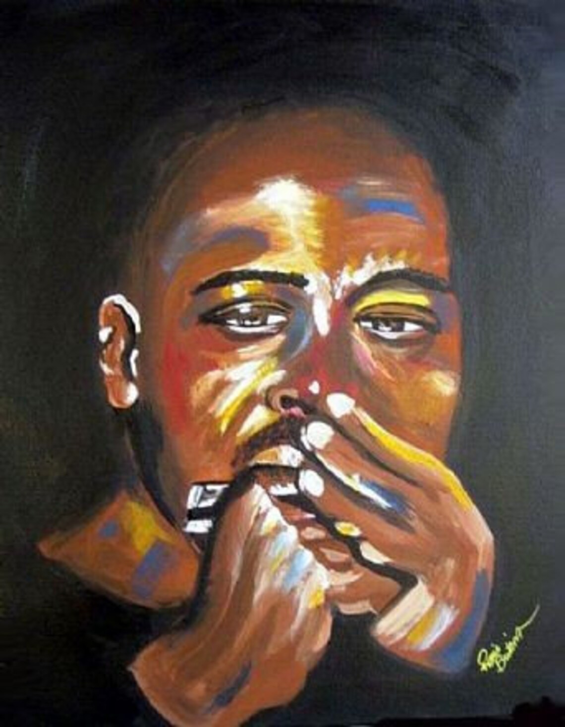 Blues Harmonica Player Jazz Giclee Art Print Etsy