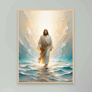 Jesus Walking on Water, Christian Wall Art, Jesus Picture, LDS Art, Jesus Painting, Bible Art, Christian Art, Christian Painting, Jesus Art