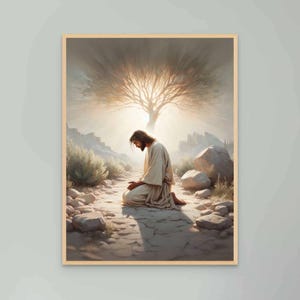 The Garden, Christian Poster, Jesus Printable Art, Christian Picture, Jesus In The Garden of Gethsemane, Catholic Wall Art, Jesus Painting