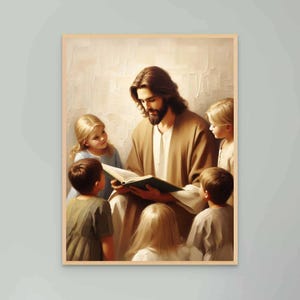 His Stories, Christian Art, Jesus with Children, Christian Nursery Art, Jesus Painting, LDS Art, Bible Art, Jesus Watercolour, Jesus Prints