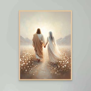 Bounded by Faith, Christian Wall Art, Jesus Walking with Girl, Christian Prints, Jesus with Woman, LDS Art, Catholic Art, Picture of Jesus