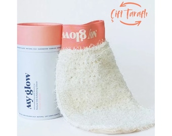 MYGLOW Ecru Knitted Washcloth Gloves Bath Glove 100% Floss Silk Turkish Bath Hammam Scrub Peeling Glove/Ekru Örgü Banyo Lif Kese Arkası Floş