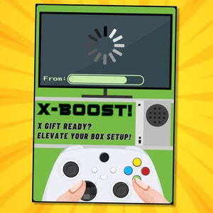 Titolare della carta regalo per videogiochi, biglietto d'auguri per videogiocatori, custodia per carte regalo di gioco, custodia per carte per videogiochi, "X-Boost! Migliora la configurazione della tua scatola!"