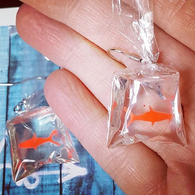Goldfish in a Bag Earrings - Etsy Hong Kong