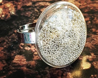 Silver Bead Shaker Ring