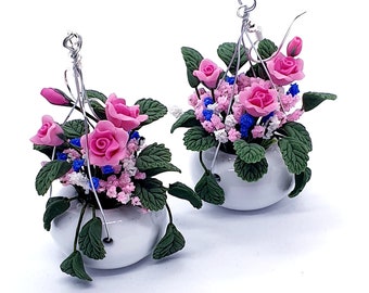 Roses Hanging Basket Earrings