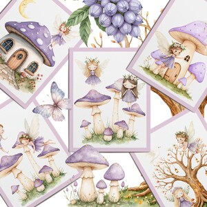 Watercolor Magical Garden Purple Fairies Clipart Bundle, Nature Cute ...