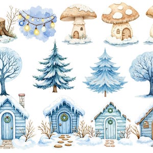 Christmas Woodland Cute Animals Fairy Garden Clipart, Xmas Boho ...