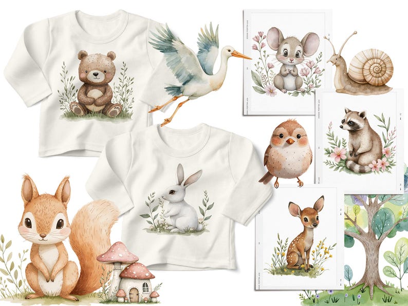Adorable Cute Fairy Woodland Animals Clipart Bundle, Forest Little Baby ...