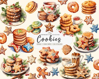Sugar cookie clipart,Sweets png, Candy png, Cookie clipart,Watercolor Christmas cookie png, Christmas sweets png,Free commercial
