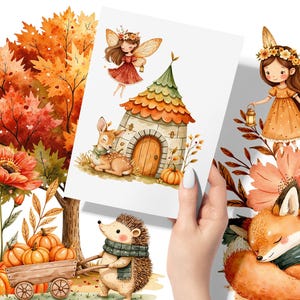 Watercolor Magical Autumn Fairy Garden Clipart Bundle ✨
Beautiful bohemian fall clipart with pumpkins, flowers, fairies, and cute animals. Perfect for birthday invitations, printable stickers, digital planners, scrapbooking, and DIY projects. High-quality PNG files with transparent background. Instant digital download for your creative ideas