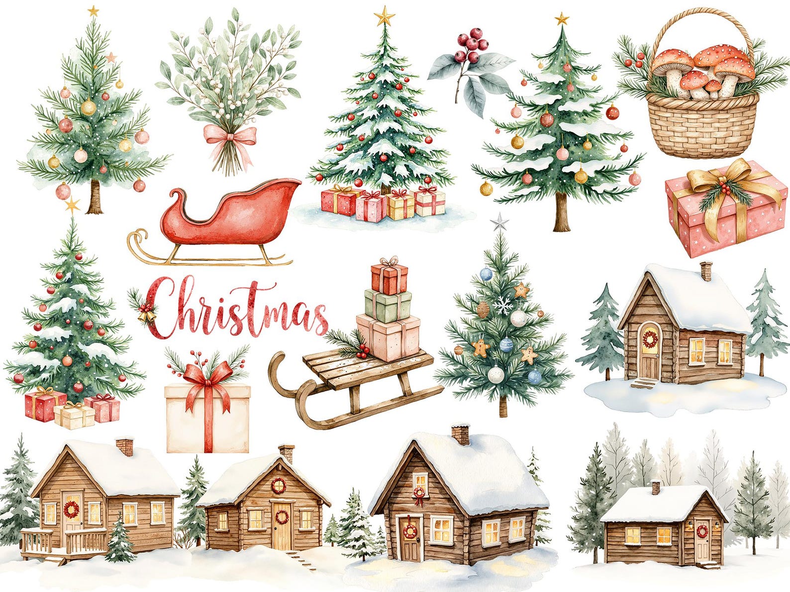 Watercolor Sweet Christmas Cute Forest Animals Png, Baby Winter ...