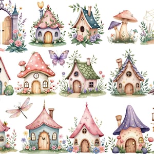 Watercolor Magical Garden Pink Fairies Clipart Bundle, Cute Fantasy ...