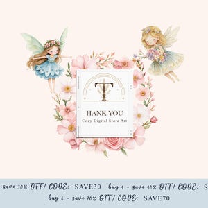Watercolor magical Garden Fairies Clipart, Cute nature fairies Forest Birthday Bundle for Fantasy Illustrations, Fairytale House magic pink