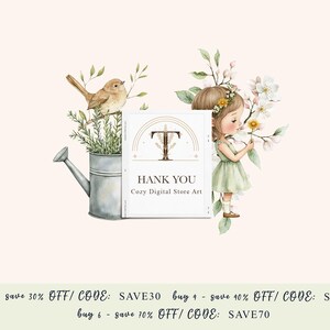 Watercolor Spring Cute Girl Floral Woodland Animals Clipart Bundle ...