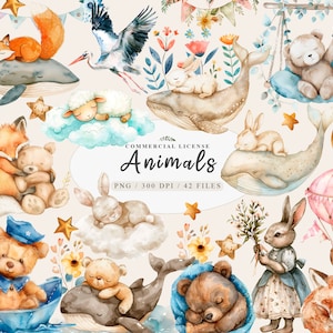 Urocze leśne zwierzęta Clipart do dekoracji i rzemiosła w pokoju dziecięcym, Pakiet gorących clipartów leśnych przyjaciół, Dreams baby animals fairy png