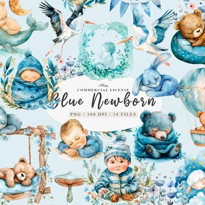 Bleu clipart bébé garçon, anniversaire garçon png, Sexe révéler png, bébés animaux endormis, clipart cigogne, nouveau-né bohème, usage commercial gratuit