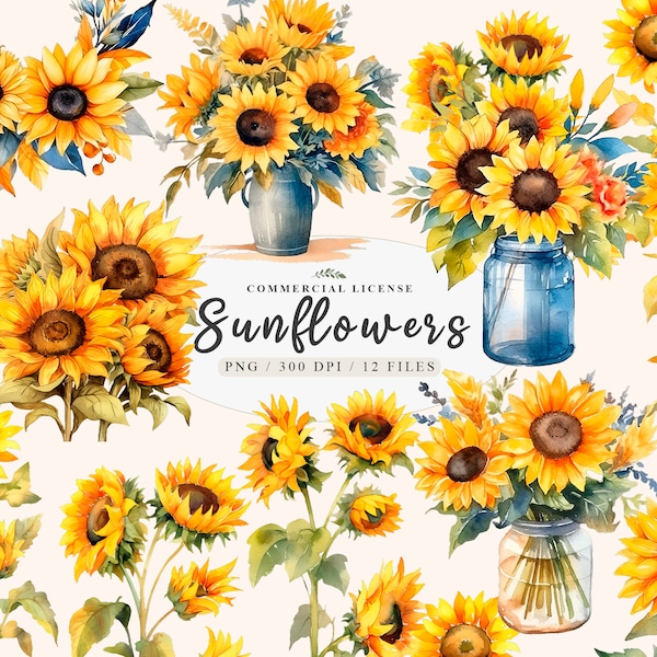 Sunflower wreath, Modern wreath, Boho bouquet,Sunflower clipart, Flower bouquet png, Wildflower clipart, Sunflower painting, Free commercial