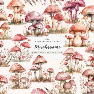Clipart muchomora muchomora, Różowe grzyby png, Clipart grzybów fantasy, Grzyb akwarelowy, Clipart grzyba dla dzieci, Clipart kawaii,