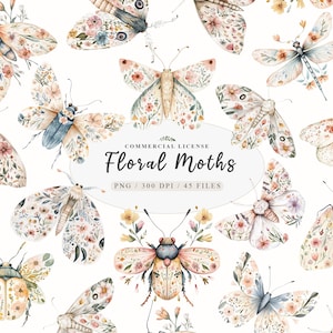 Aquarell Botanische Blumen Motte Clipart, Fantasy mystische Motte Clipart, Magic Gardening Schmetterling png, Insekt Blumen Motte Clipart