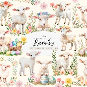 Lamm Clipart, Lamm Kinderzimmer, Lamm Babyparty, Schaf png, Ostergrafik, Wildblumenwiese, Ostergrafik, kostenlose kommerzielle Nutzung