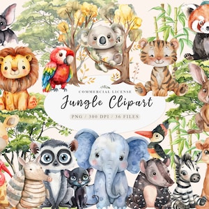 Safari bébé png, bébé animal de la jungle, bébé safari animal png, girafe, tigre, clipart singe, baby shower de la jungle, clipart Safari, bébé Boho