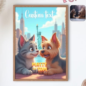 Disney Cartoon Dog Illustration, Personalized Pet Portrait for Birthday or Memorial Gift, Cherished Keepsake for Pet Owners