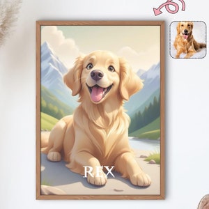 Personalized Cartoon Pet Portrait - Custom Dog & Cat Art Pixar, Wall Decor for Pet Lovers, Digital Download Artwork